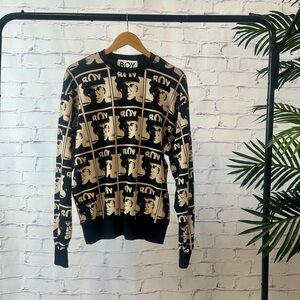 ROY Graphic Crewneck Sweater - Black and Tan